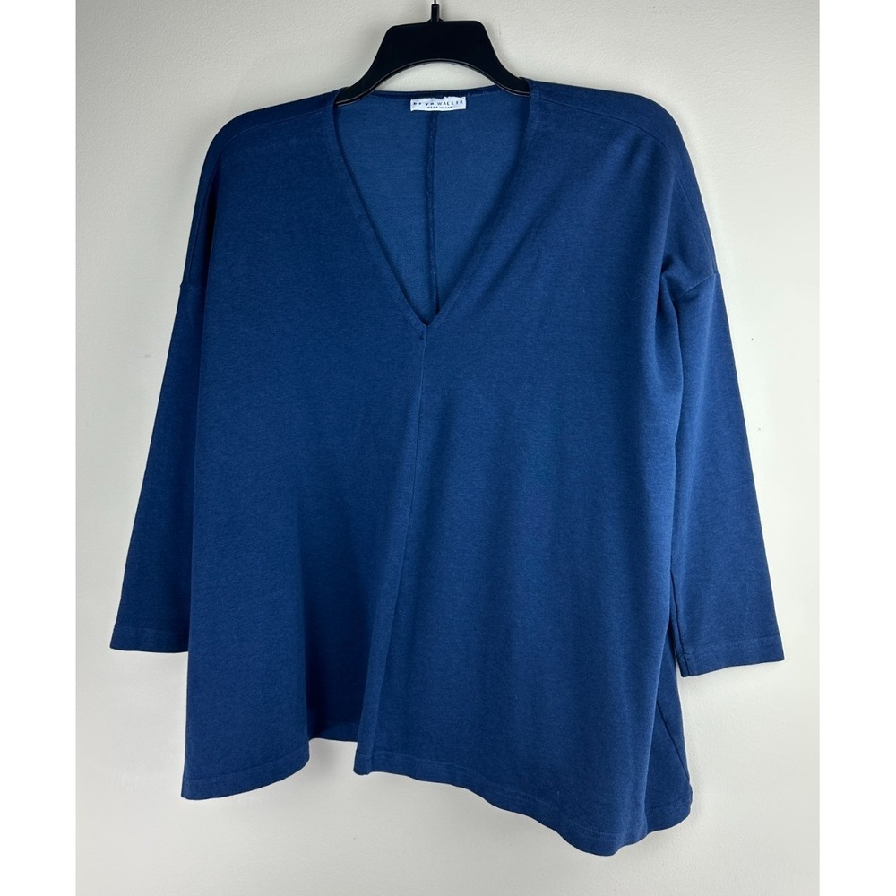 Bryn Walker Blue Bamboo Organic Cotton V-Neck Boxy Tunic Top Small Oversized - Picture 13 of 13